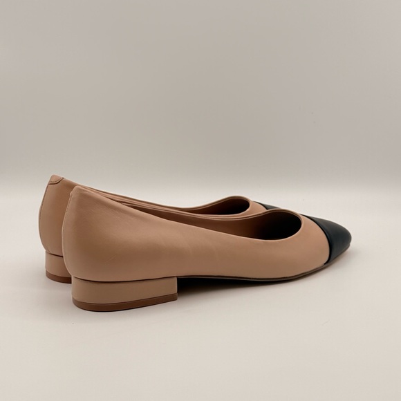 Steve Madden NWOT Leather Cap Toe Ballet Flats Nude Black Classic WMS Size 8.5 - Picture 2 of 13